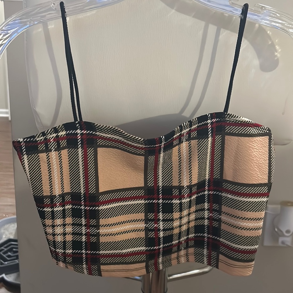 size M, shein plaid tank top